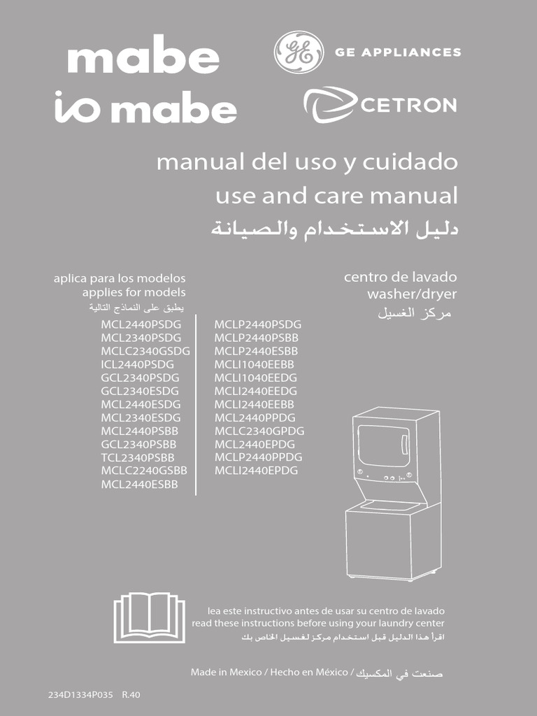 Manual de Uso Centro de Lavado Mabe | PDF | Secadora de ropa | Lavadora