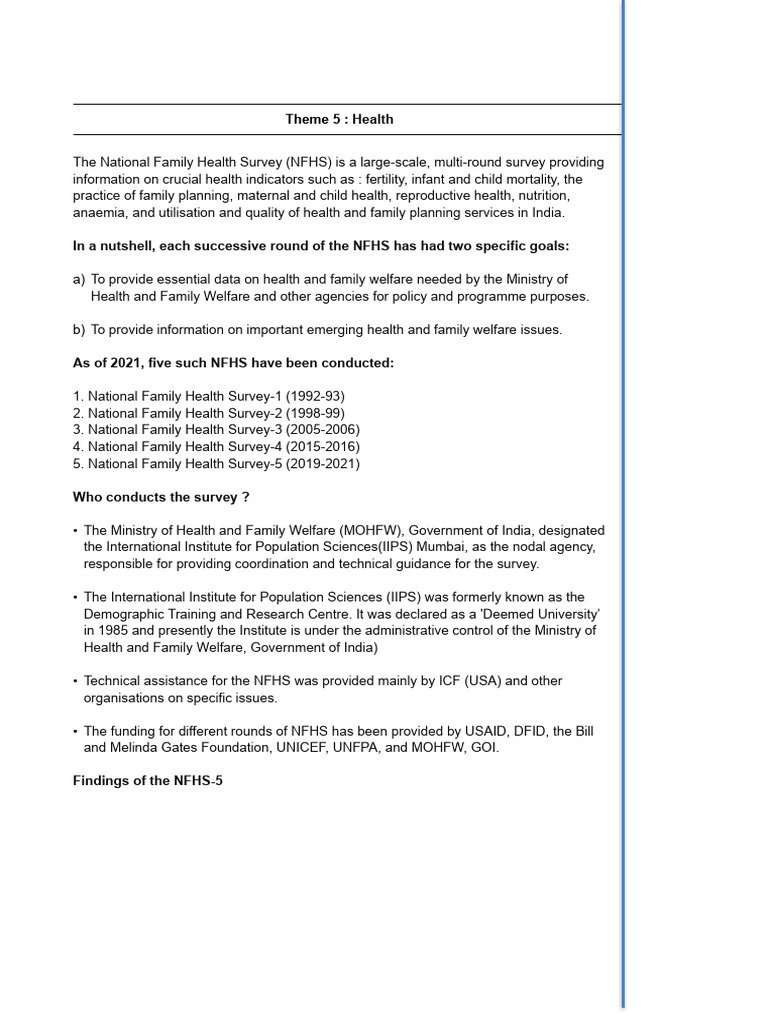 NFHS-5 Health Survey Insights 2021 | PDF | World Food Programme ...