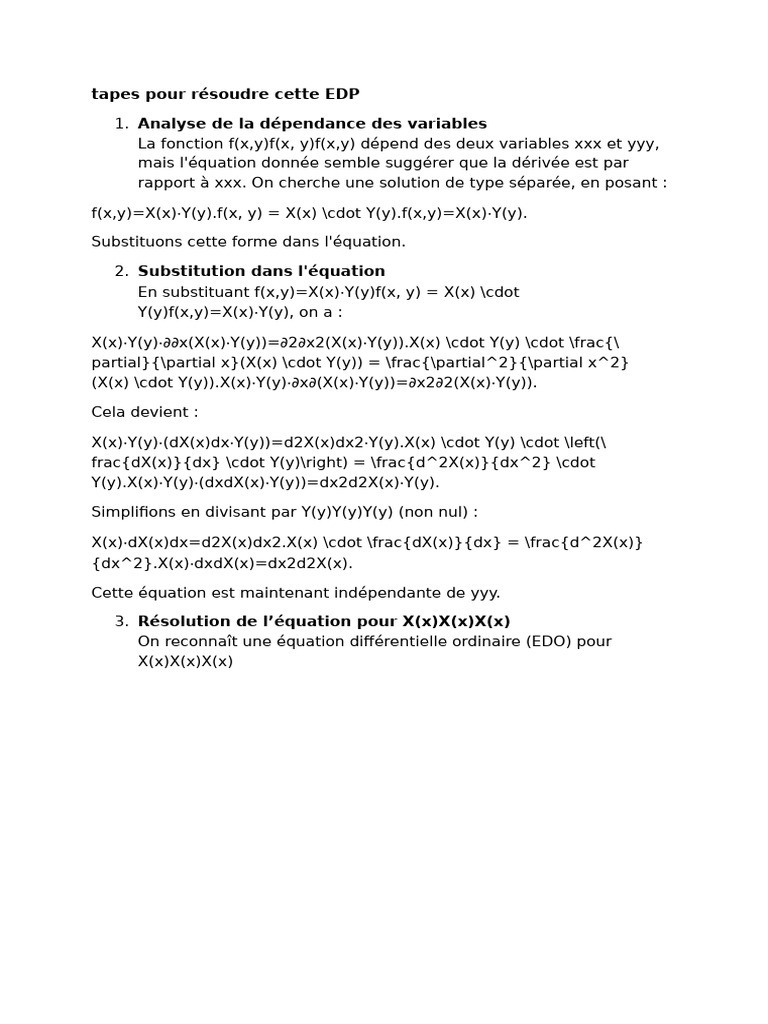 Résolution d'une EDP par séparation des variables | PDF
