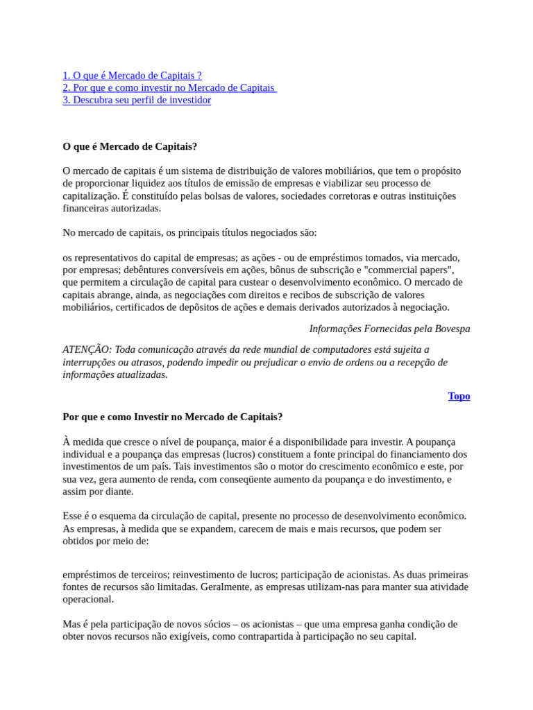 Perguntas e Respostas Sobre Mercado de Capitais | PDF | Mercado de ...