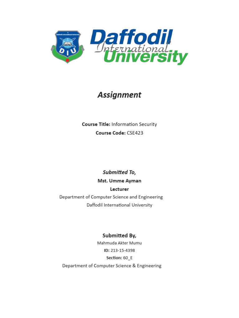 213 15 4398infoassignment | PDF | Computer Security | Security