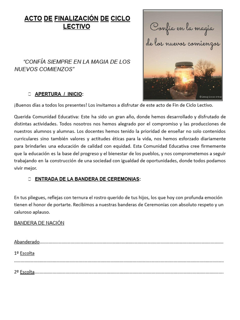 Acto de Cierre del Ciclo Escolar 2023 | PDF