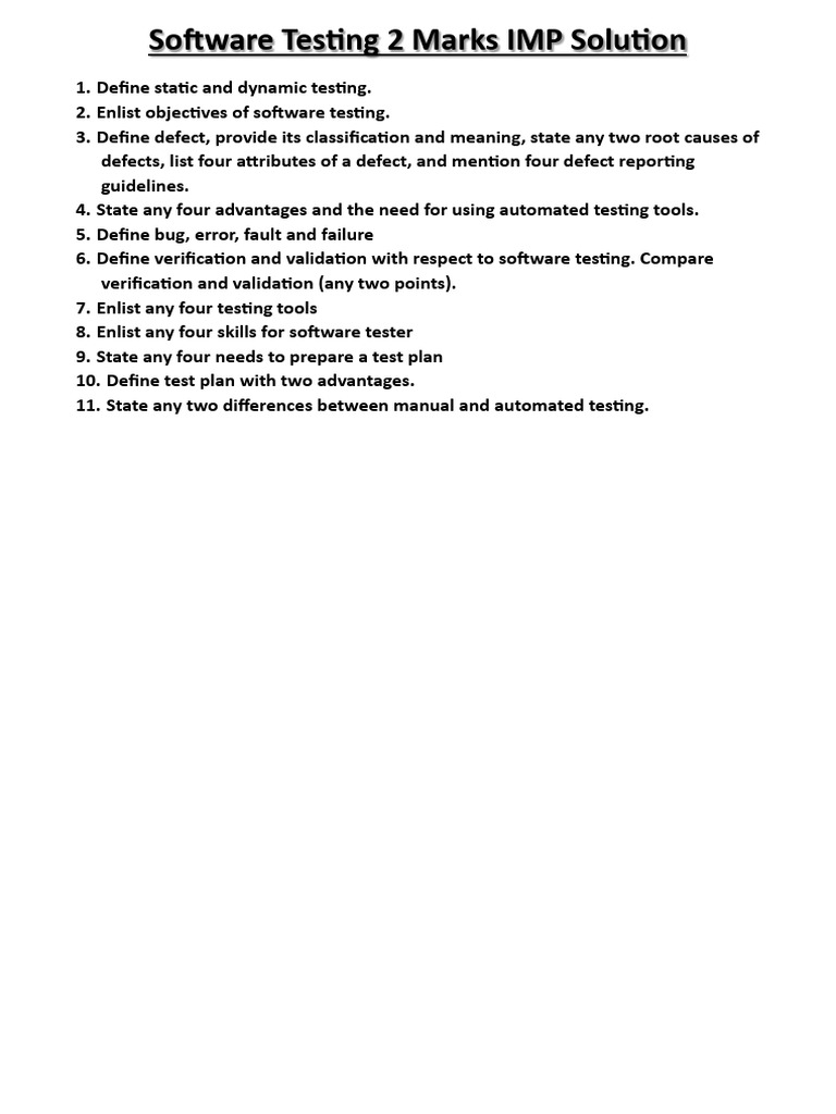 STE 2,4,6 Marks IMP | PDF | Software Testing | Software