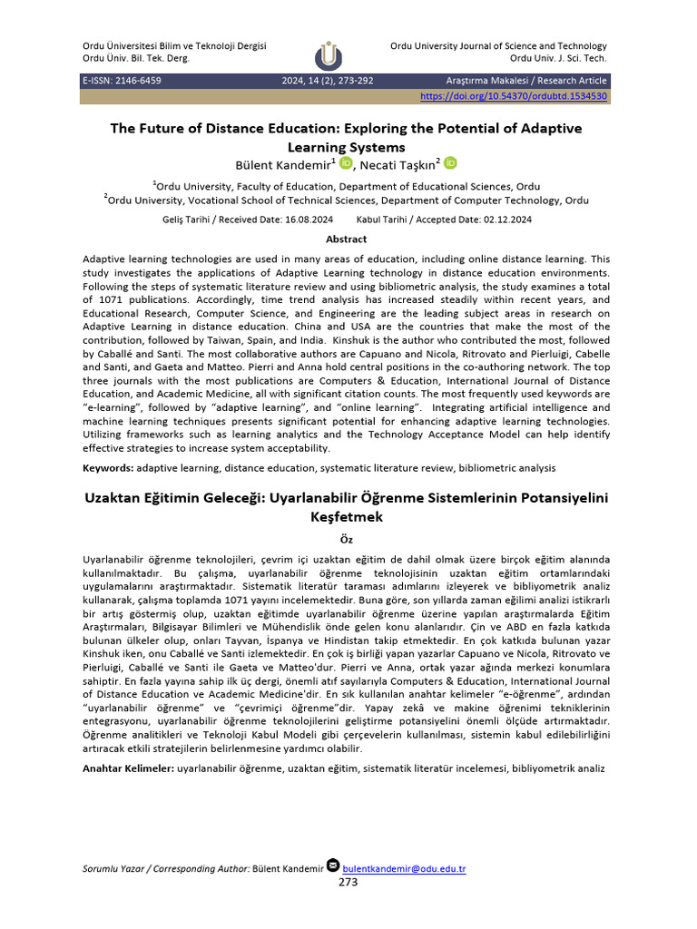 Future of Adaptive Learning in Distance Education | PDF | Educational ...