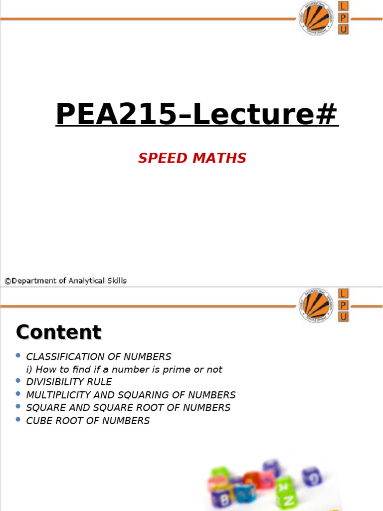 UNIT I Speed Maths | PDF | Prime Number | Numbers