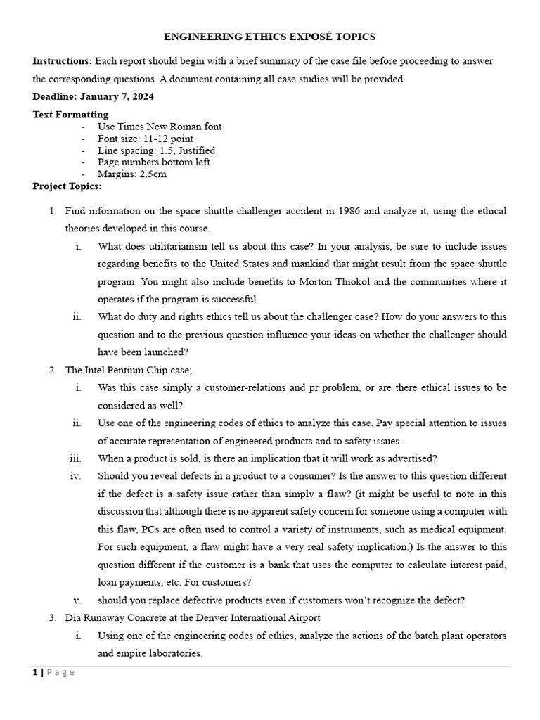 Engineeering Ethics Topics | PDF | Utilitarianism | Engineering
