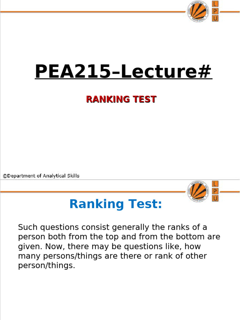 Ranking Test Questions and Answers | PDF