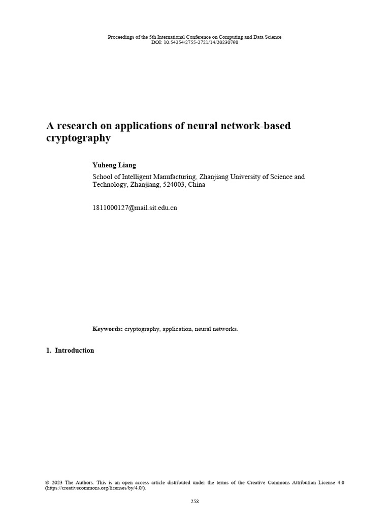 NEURALPAPER2023 | PDF | Artificial Neural Network | Encryption