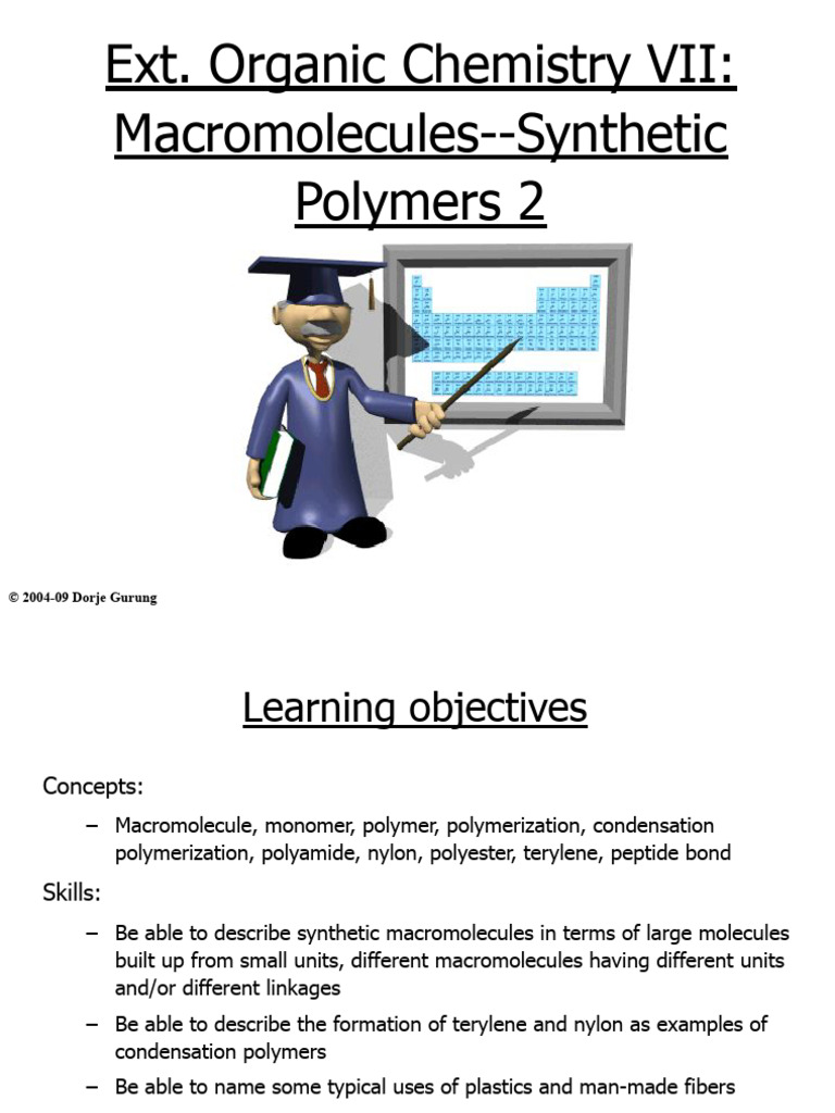 Extension Organic Chemistry VII Synthetic Polymers 2 | PDF | Polymers ...