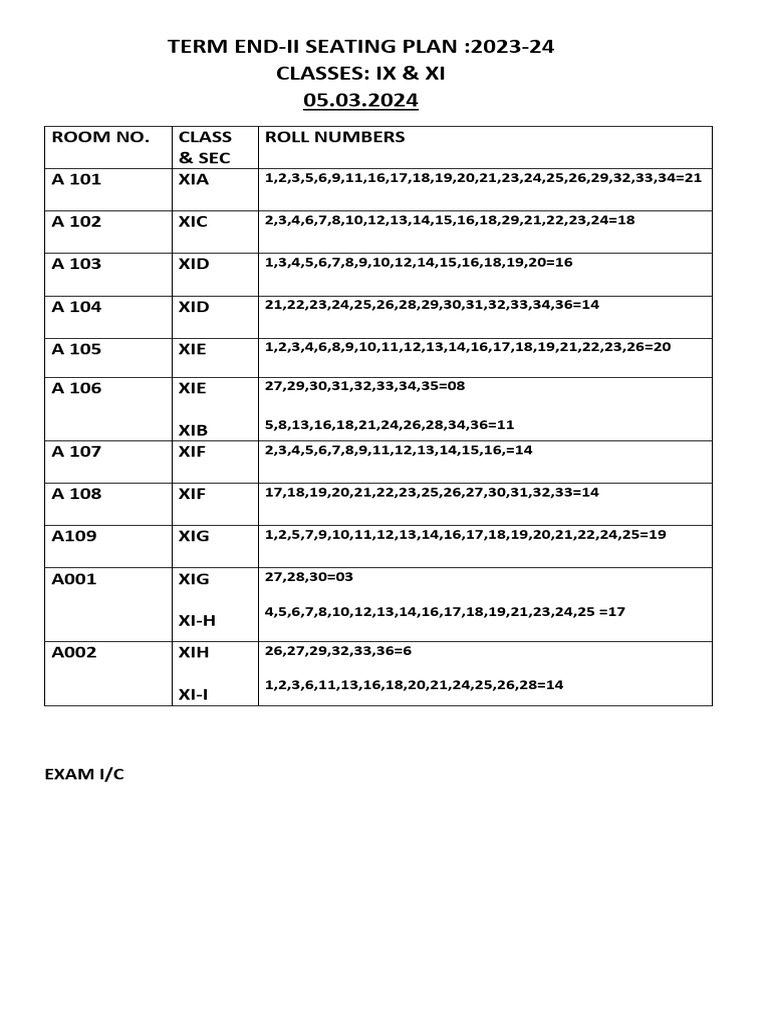 05.03.2024 Seating Plan | PDF