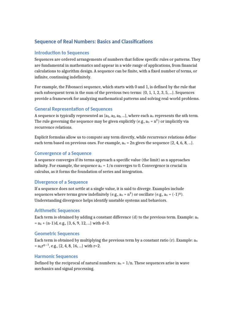 Sequence of Real Numbers 15 Pages | PDF | Sequence | Limit (Mathematics)
