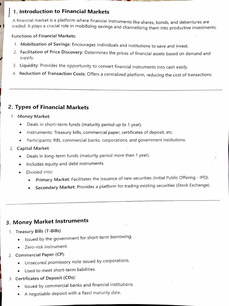 Overview of Financial Markets and Types | PDF | Securities (Finance ...