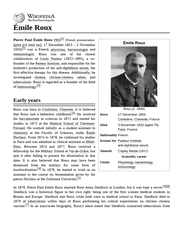 Émile_Roux | PDF | Immunology | Medicine