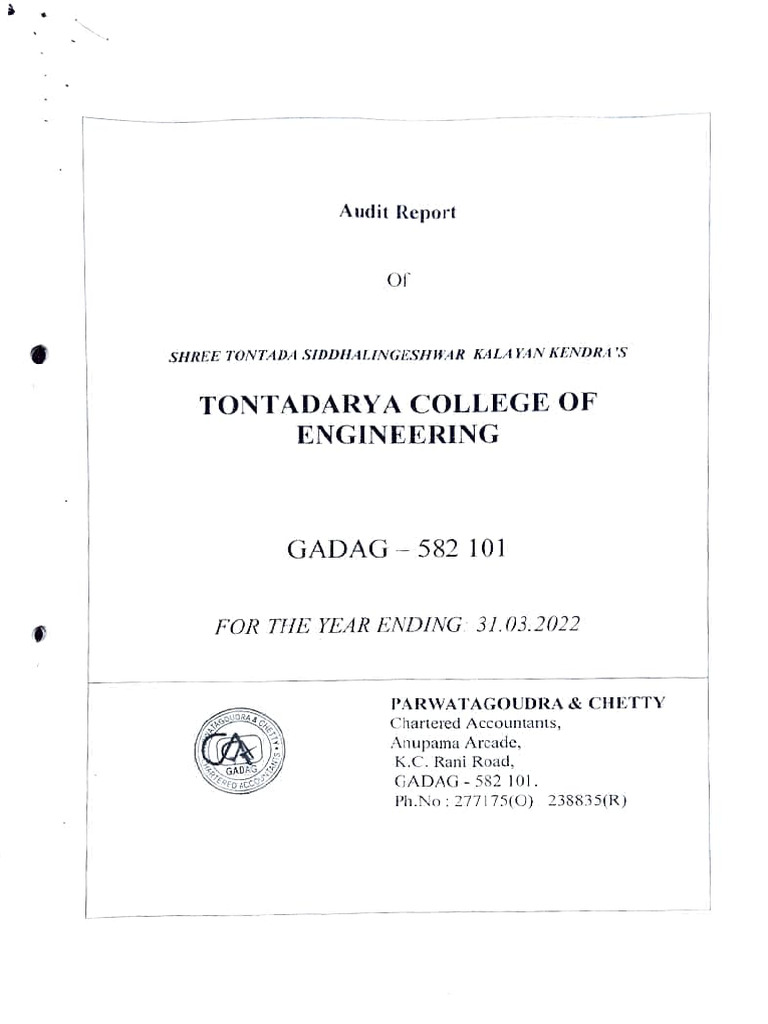 TCE Audit Report 2021-22 | PDF | Audit | Going Concern