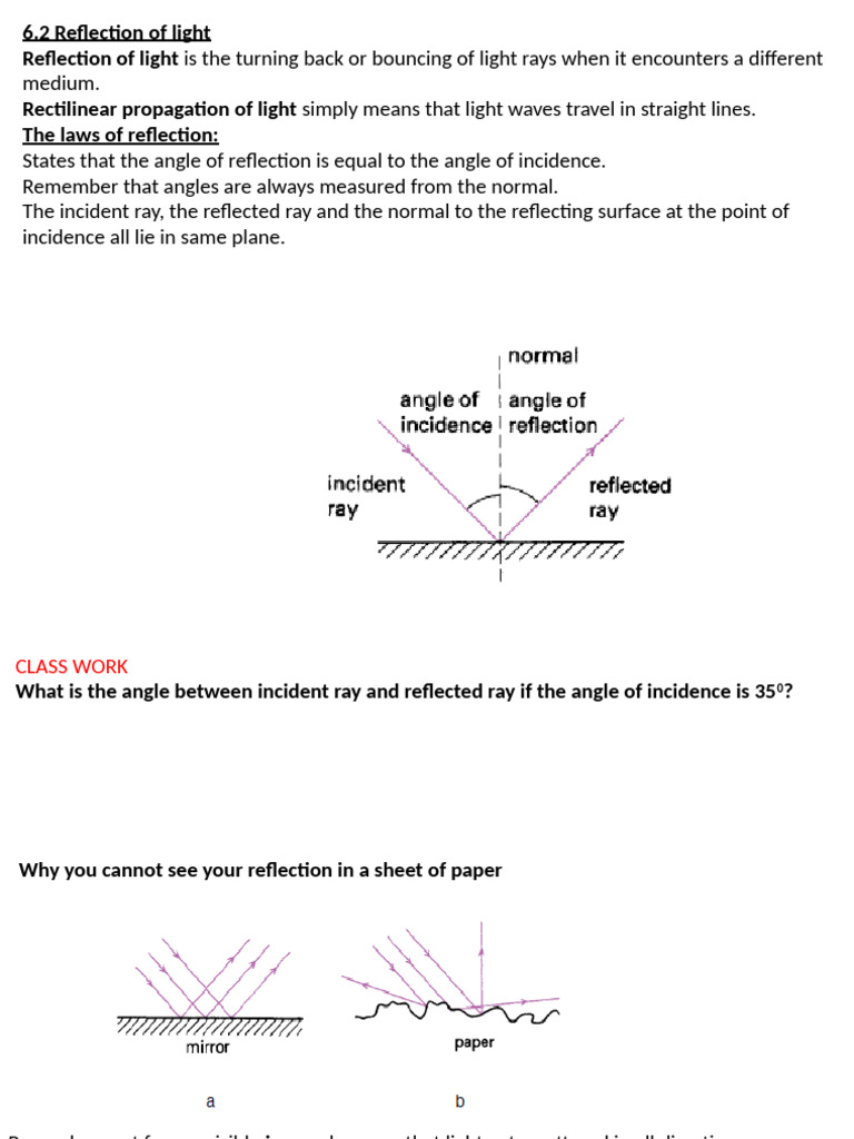 REFLECTION OF LIGHTh | PDF | Mirror | Glass Engineering And Science