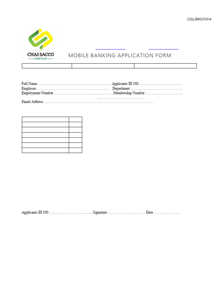 Chai Sacco Mobile Banking Application | PDF