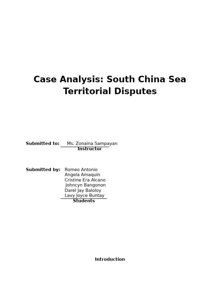 South China Sea Territorial Disputes Analysis | PDF | South China Sea ...