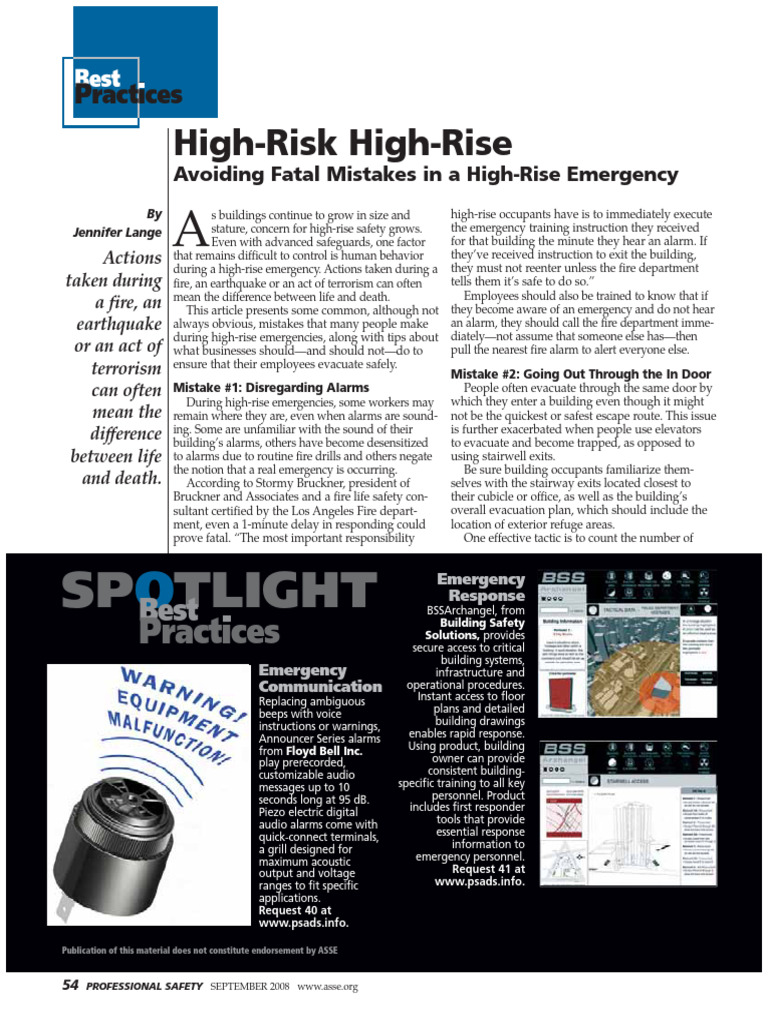 High risk High rise | PDF | Emergency Evacuation | Stairs