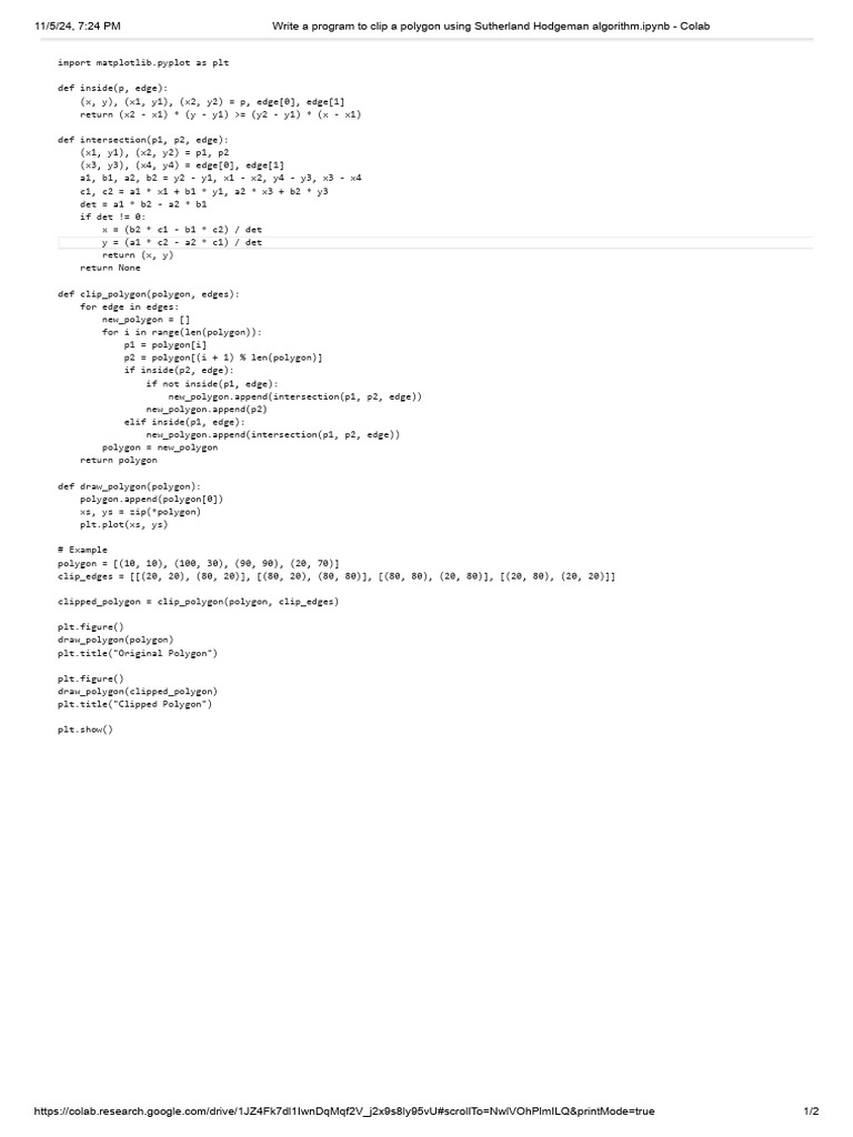 Write a program to clip a polygon using Sutherland Hodgeman algorithm ...