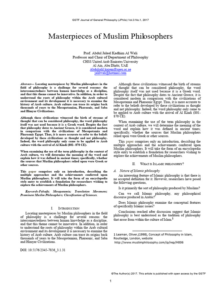 Masterpieces of Muslim Philosophy | PDF | Islamic Philosophy | Mind