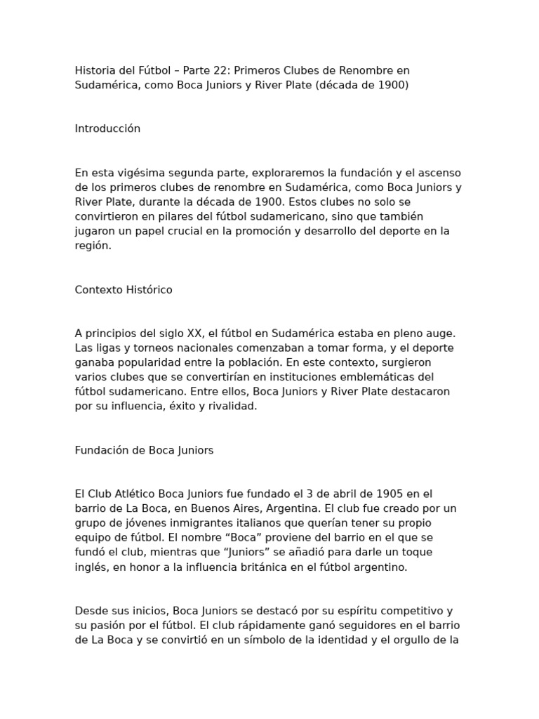Boca Juniors y River Plate: Historia 1900 | PDF | Asociación de Futbol ...