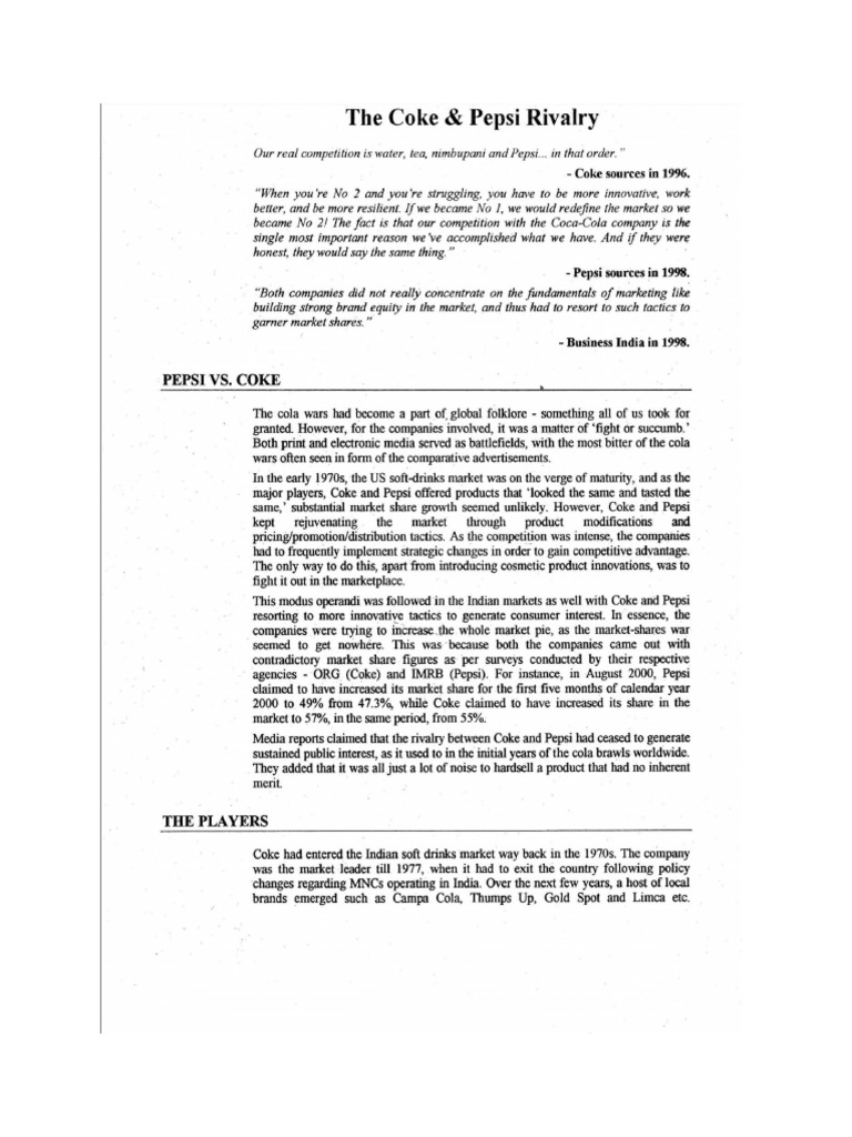 Coke Pepsi Rivalry Pdf