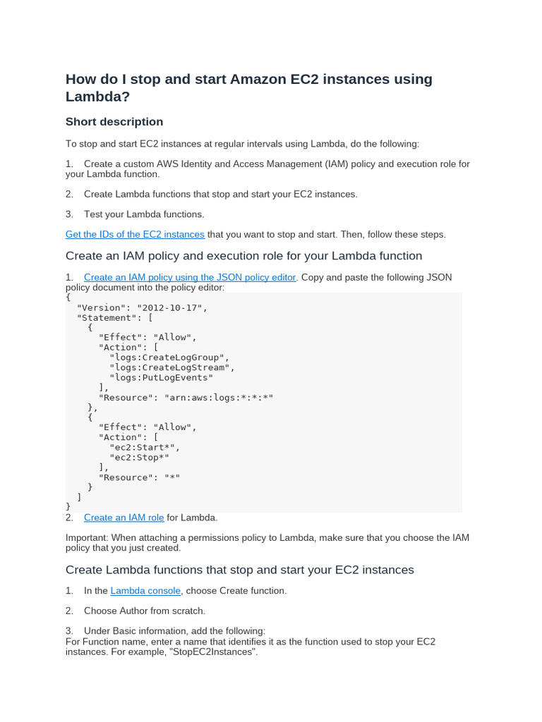 Automate EC2 with Lambda | PDF | Anonymous Function | Information ...