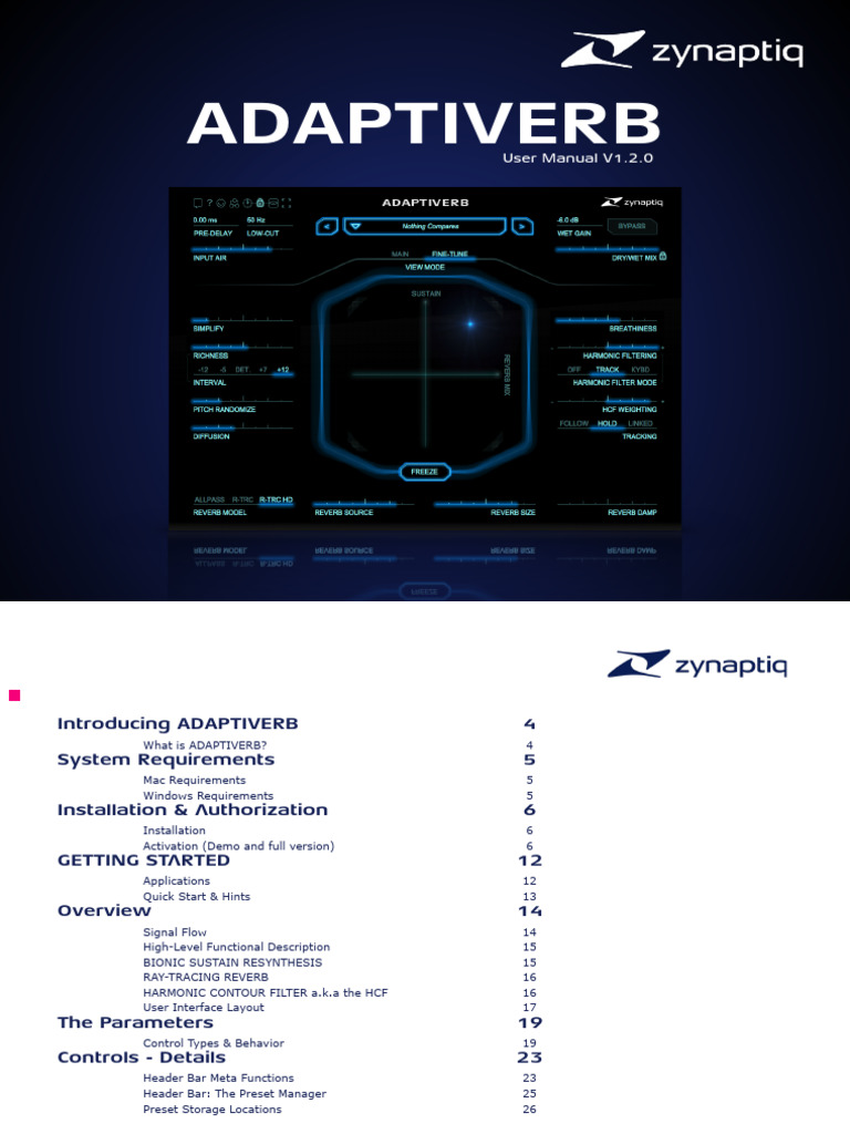 ADAPTIVERB User Manual V1.2.0 | PDF | Filter (Signal Processing ...