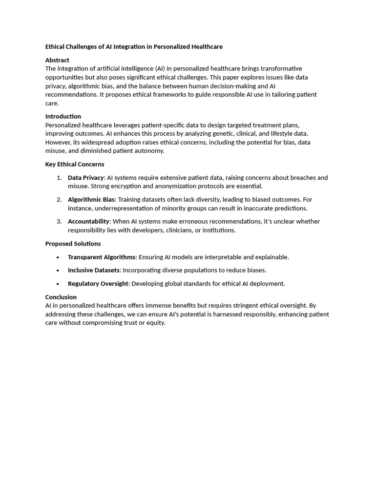Ethical AI in Personalized Healthcare | PDF