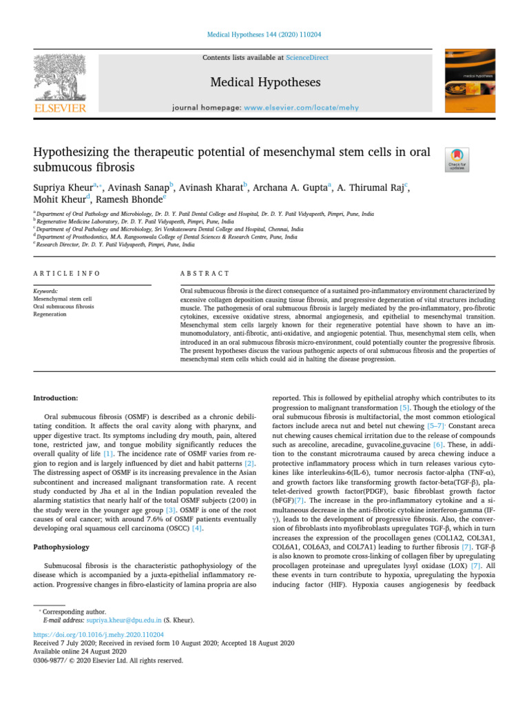 Hypothesizing The Therapeutic Potential | PDF | Mesenchymal Stem Cell ...