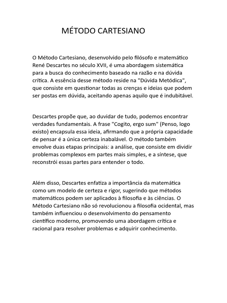 Método Cartesiano de René Descartes | PDF