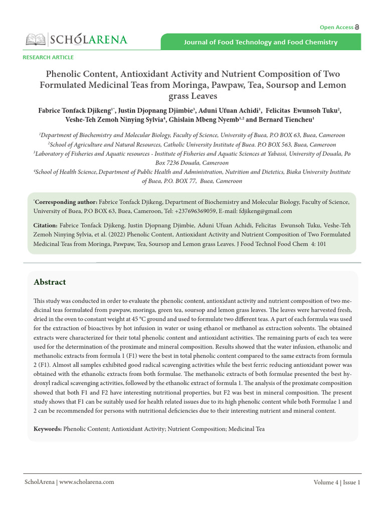 Medicinal Teas: Antioxidants & Nutrients | PDF | Polyphenol ...
