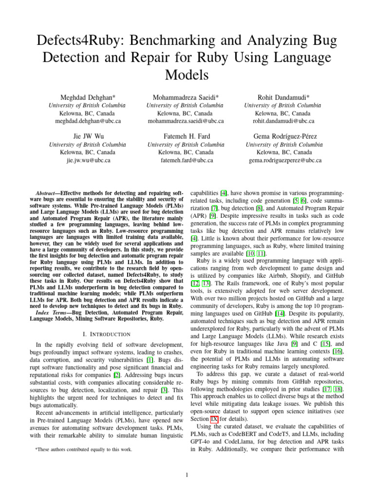 Ruby Bug Detection with Language Models | PDF | Machine Learning ...
