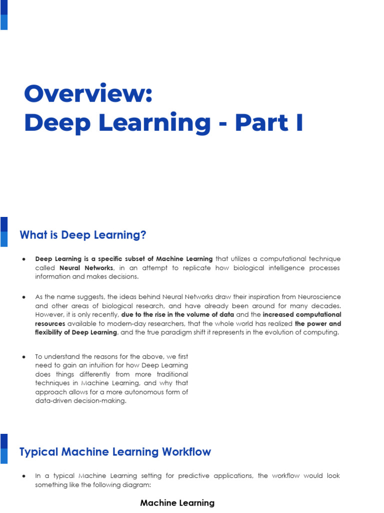 Overview_+Deep+Learning+-+Part+I+%28Copy%29 | PDF | Machine Learning ...