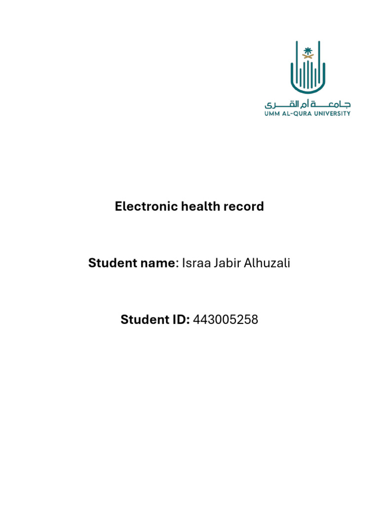 Lab03 Electronic Health Record Israa443005258 | PDF | Electronic Health ...