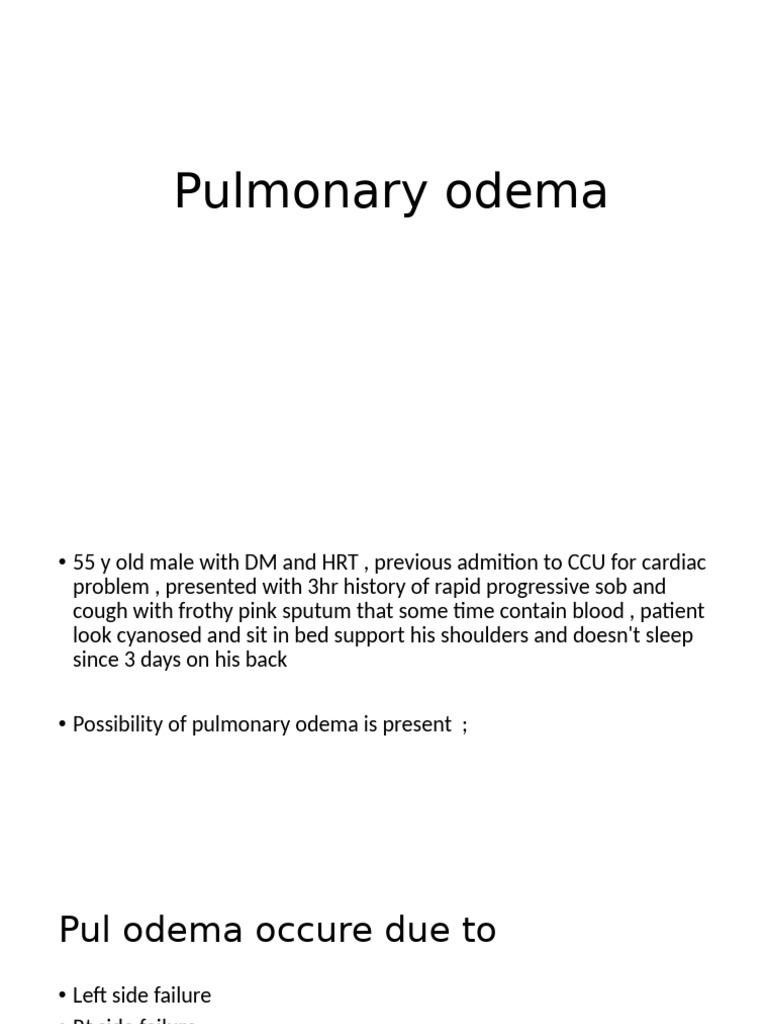 Acute Management of Pulmonary Oedema | PDF