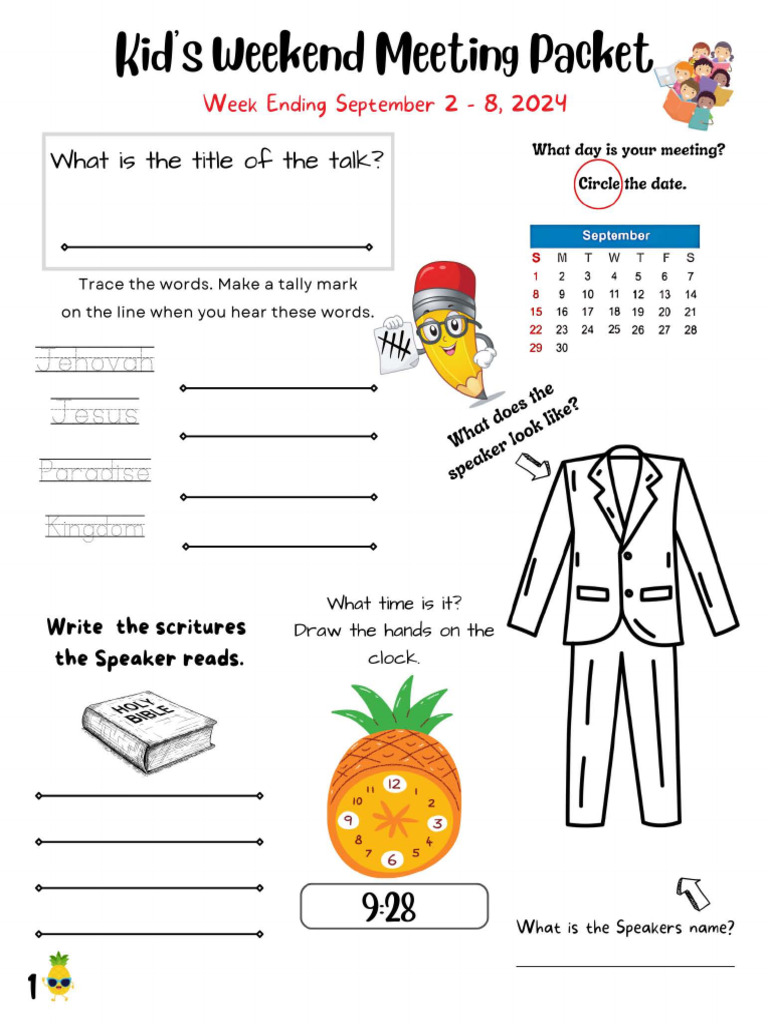2024 09 Weekend Meeting Kids Packet ENGLISH 2 | PDF