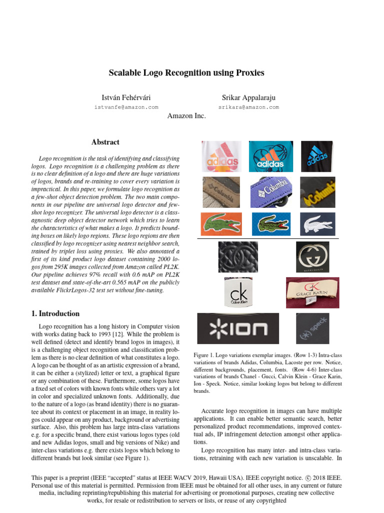 Scalable Logo Recognition Using Proxies | PDF | Cluster Analysis | Deep ...