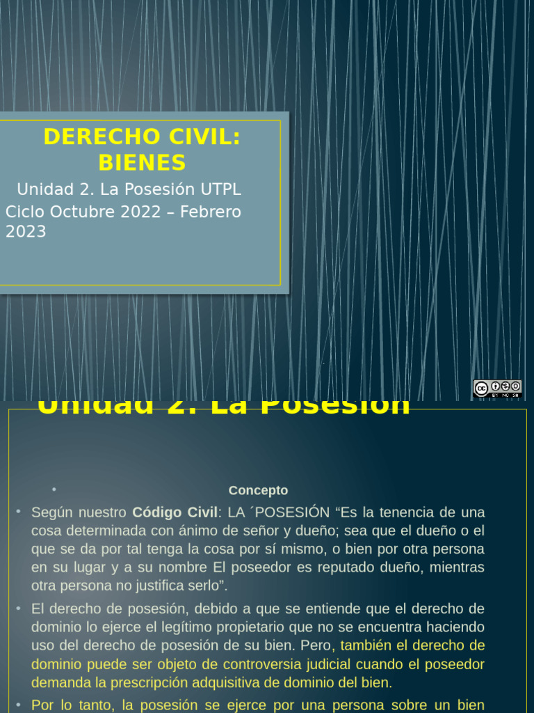 DERECHO CIVIL BIENES Unidad 2 La Posesión | PDF | Posesión (Ley ...