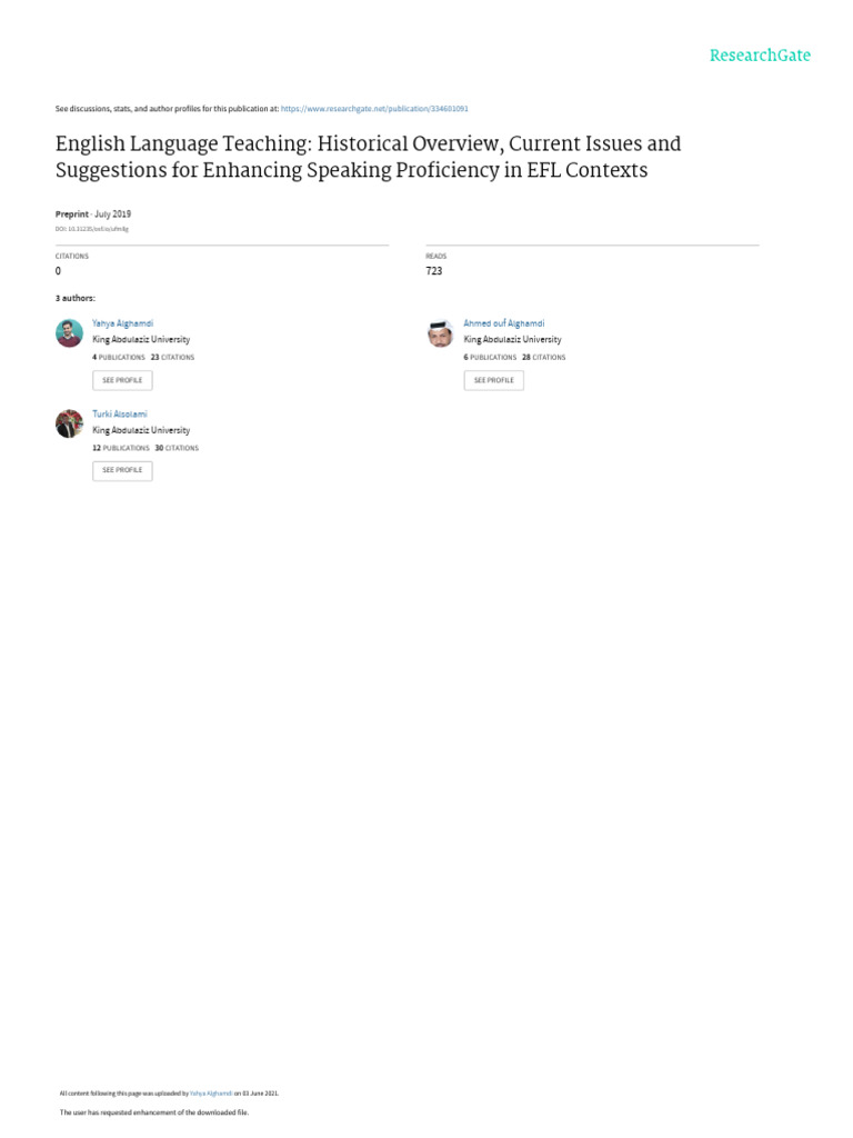 Enhance EFL Speaking Proficiency Strategies | PDF | English As A Second ...