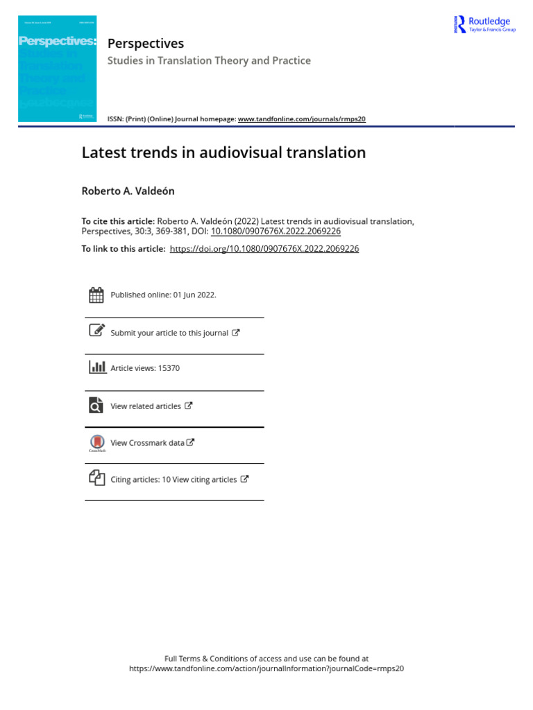 Latest Trends in Audiovisual Translation | PDF | Translations | Human ...