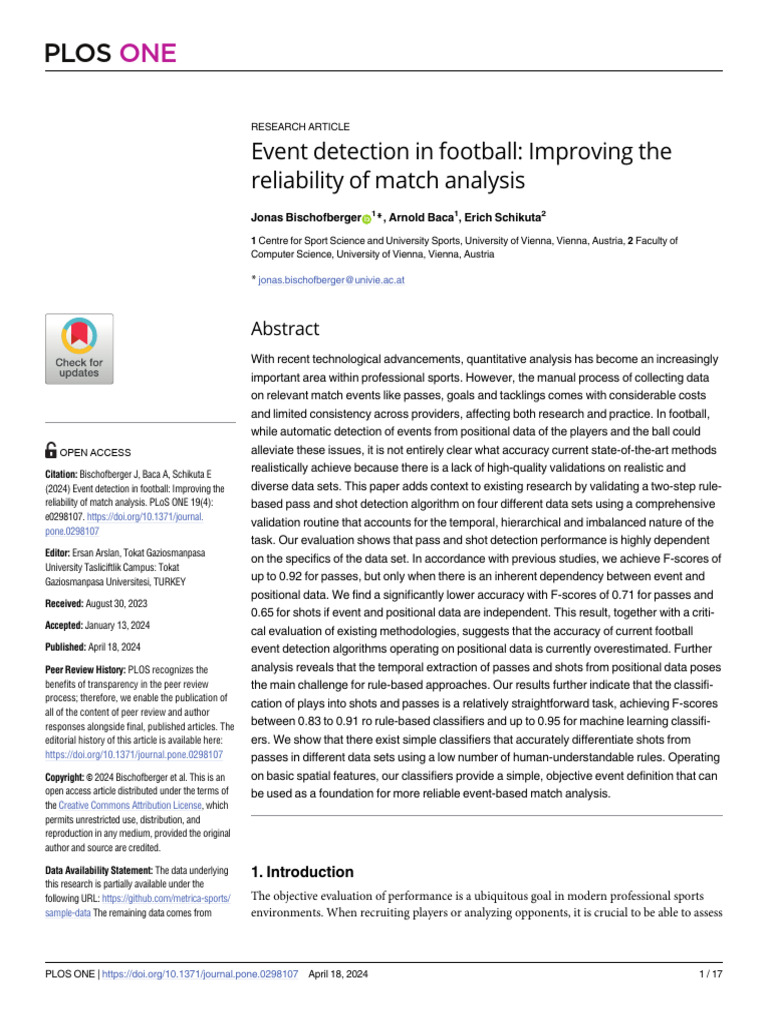 Event Detection in Football Improving The Reliabil | PDF | Machine Learning