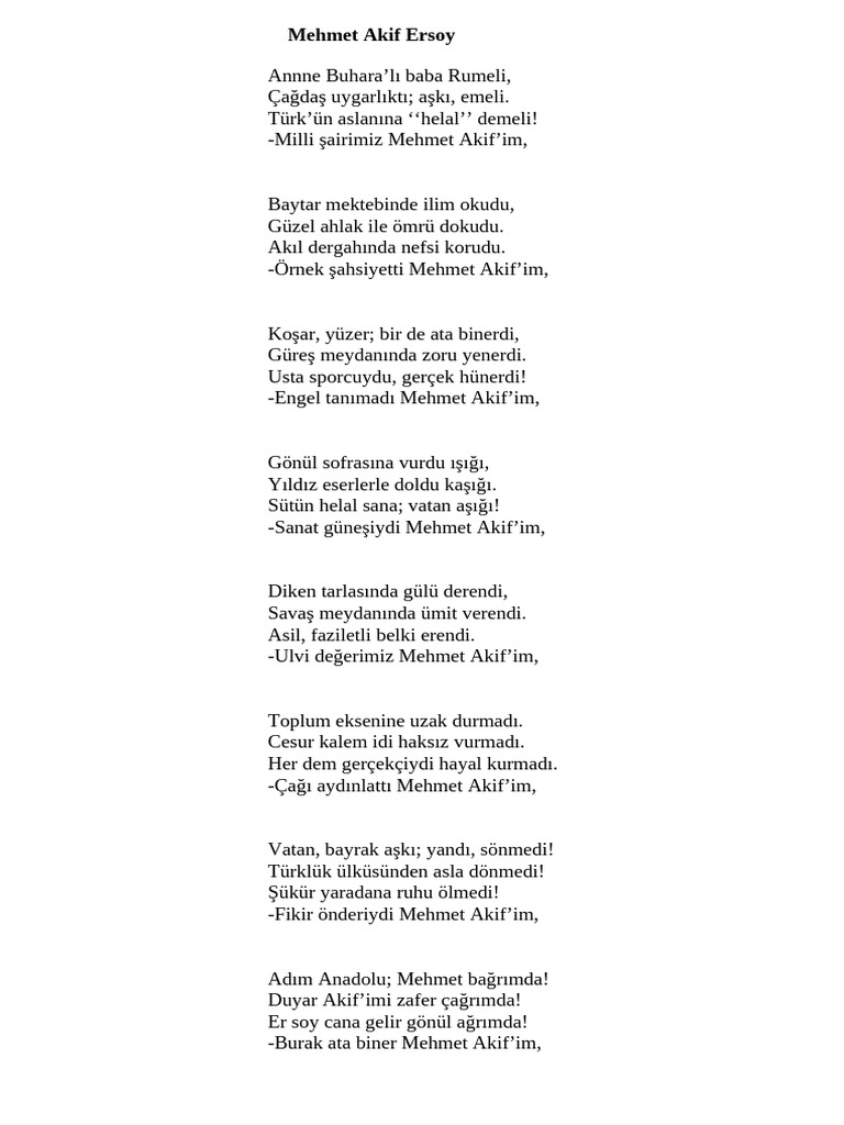Mehmet Akif Ersoy Şiir | PDF