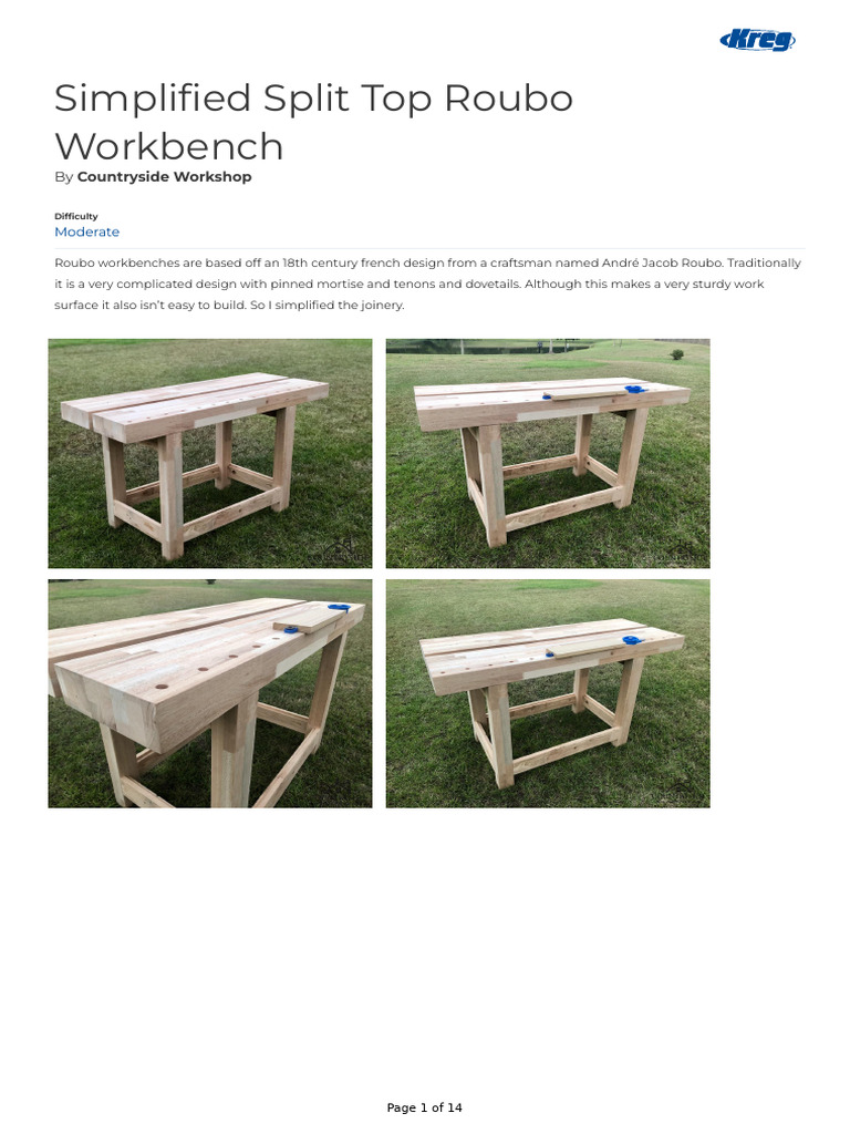 Simplified Split Top Roubo Workbench | PDF | Screw | Tools