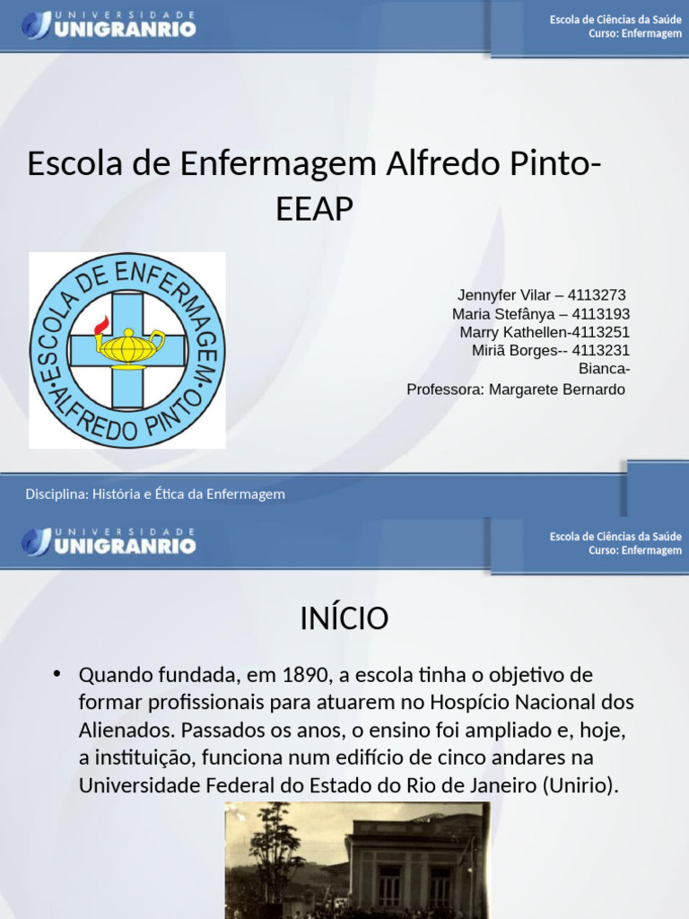 EEAP - Trabalho Margareth | PDF | Enfermagem | Escolas