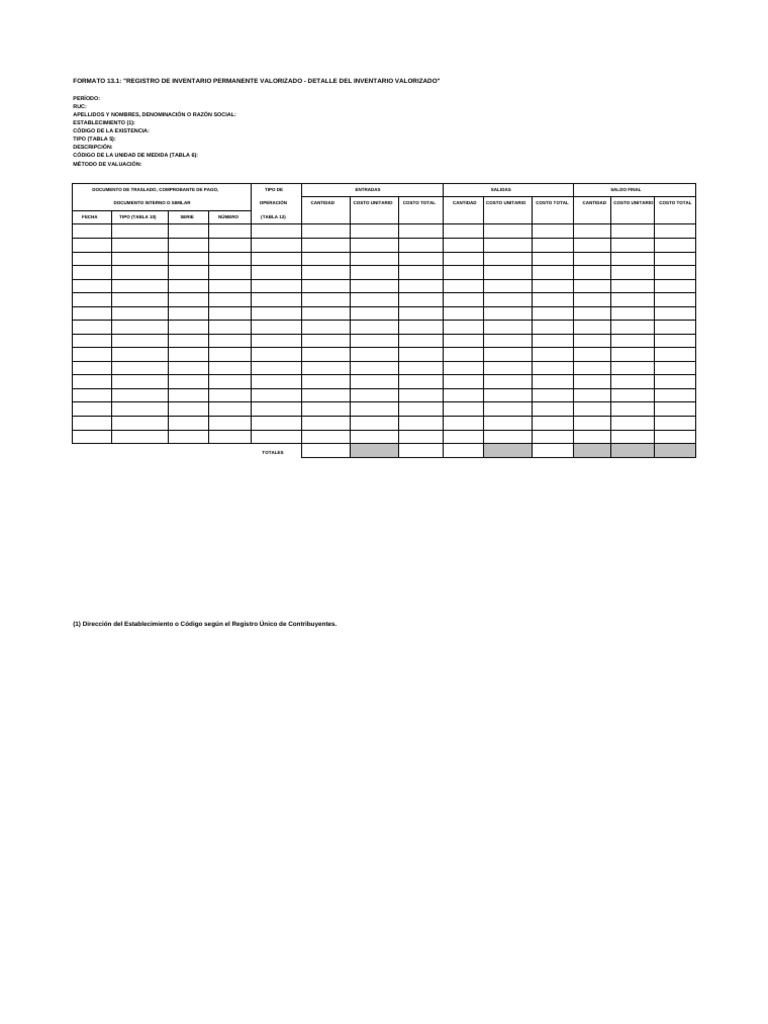 Registro de Inventario Valorizado | PDF