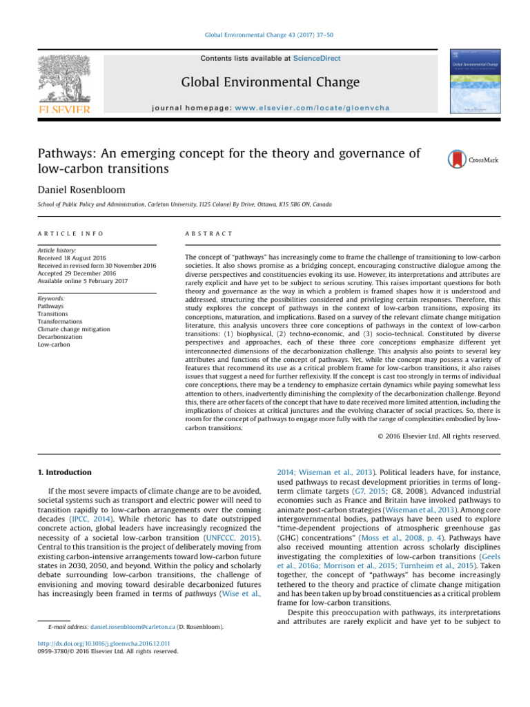 1 s2.0 S0959378016306926 Main | PDF | Low Carbon Economy | Climate ...