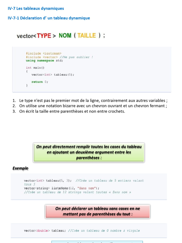 Tableaux dynamiques et pointeurs en C++ | PDF | Pointeur (programmation ...