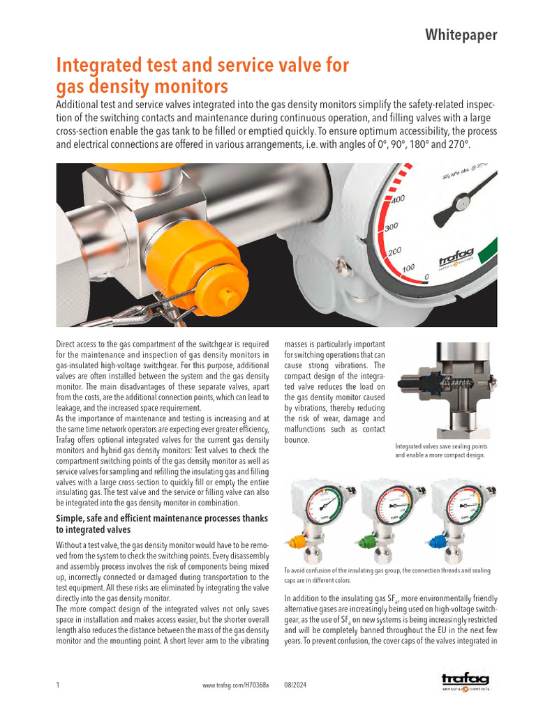 Integrated Valves for Gas Density Monitors | PDF | Valve | Vacuum Tube