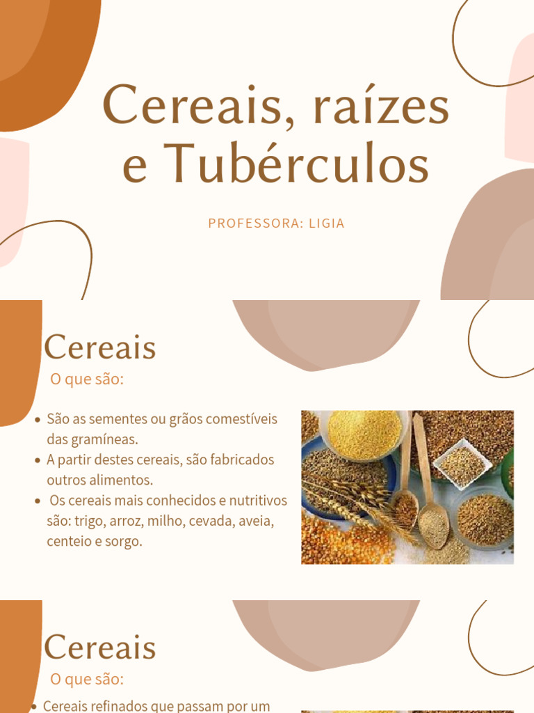 Cereais, Raízes e Tubérculos: Nutrição | PDF | Cereais | Raiz, image size:768x1024